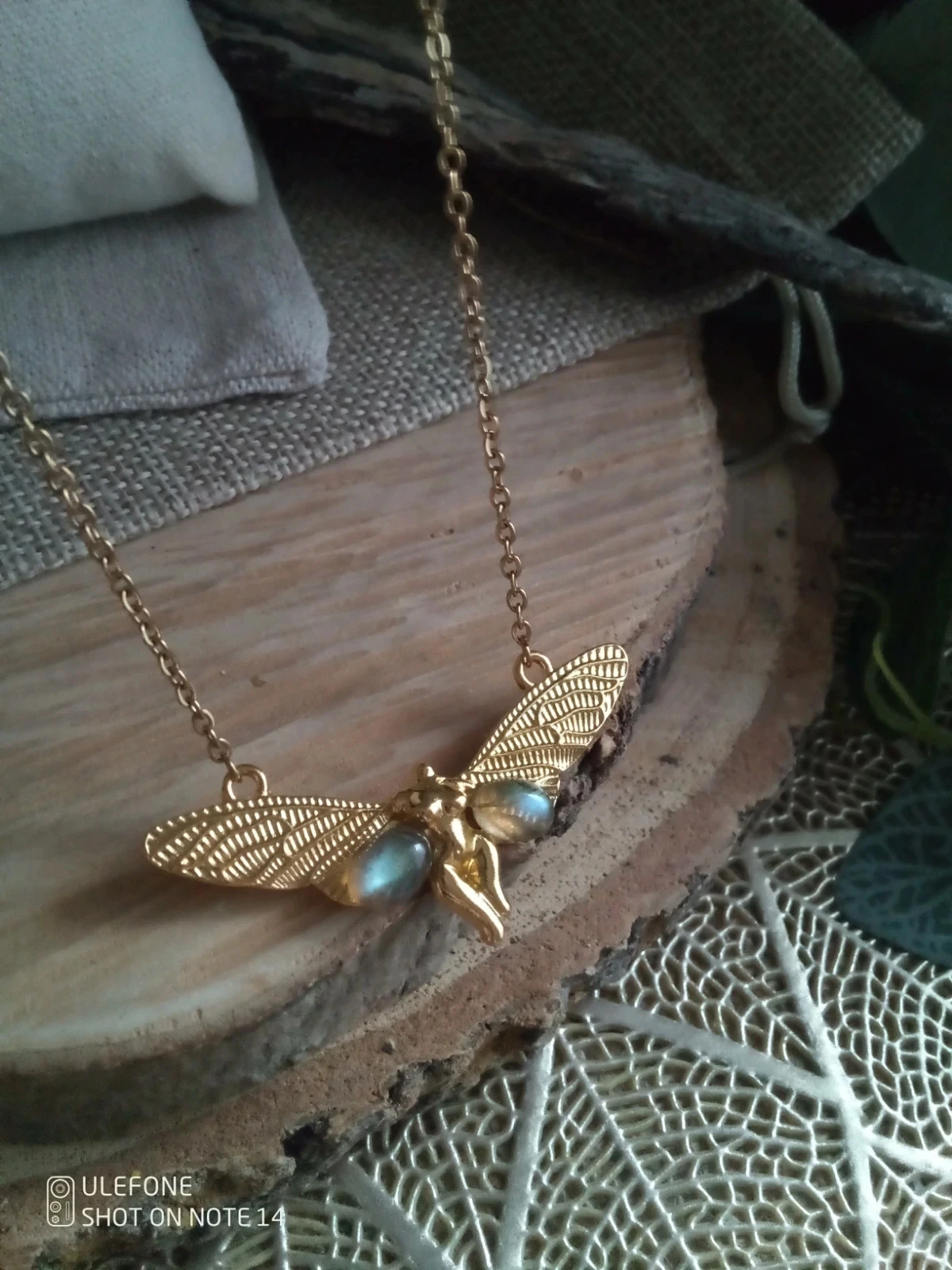Vrouwen hanger ketting vlinder en labradoriet stenen + kaart – photo 6